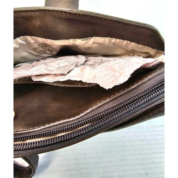 Vtg M.C. Metallic Croc Embossed Faux Leather Crossbody Bag Ornate Silver Tassel - Picture 9 of 15